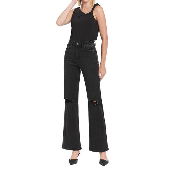 NEW VERVET BY FLYING MONKEY 90's vintage flare jeans in black - Picture 1 of 4